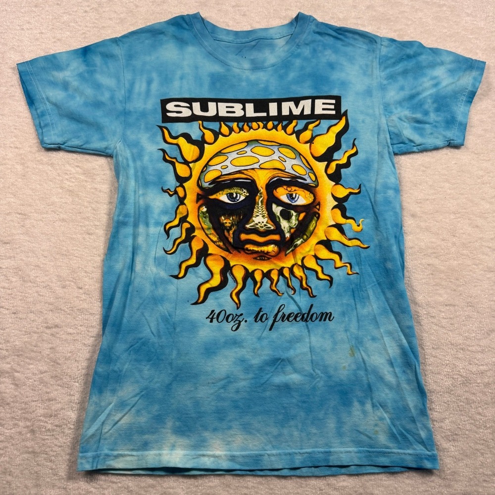 Sublime 40oz to Freedom Sun Graphic Blue Tie‎ Dye Band T-Shirt Small